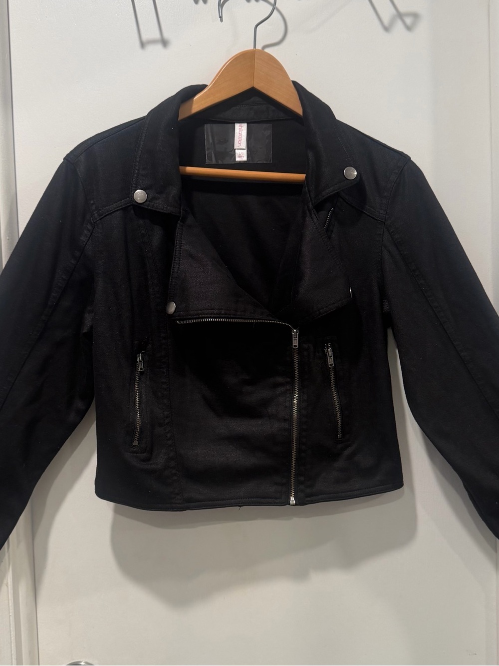 Xhilaration Black Cropped Moto Zip Jacket